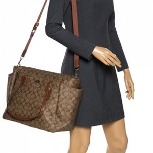 Coach Brown Signature Canvas Baby Diaper Bag